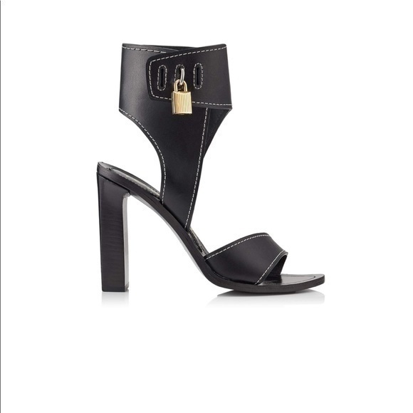 Tom Ford Shoes - Tom Ford Black Leather Padlock Sandal Heels Size 37.5